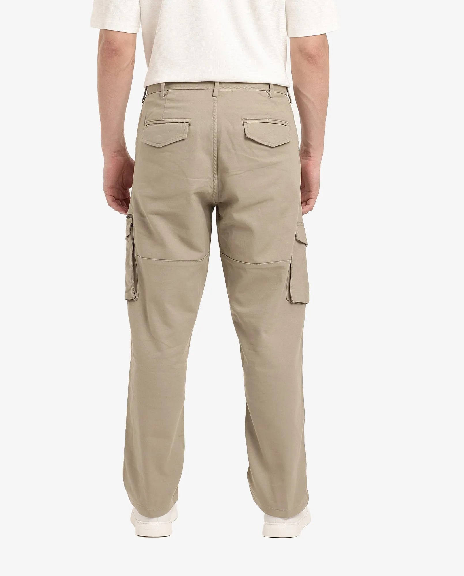 Rare Rabbit Men's Dima Light Olive Cotton Elastane Fabric Button And Zip Closure Cargo Trouser