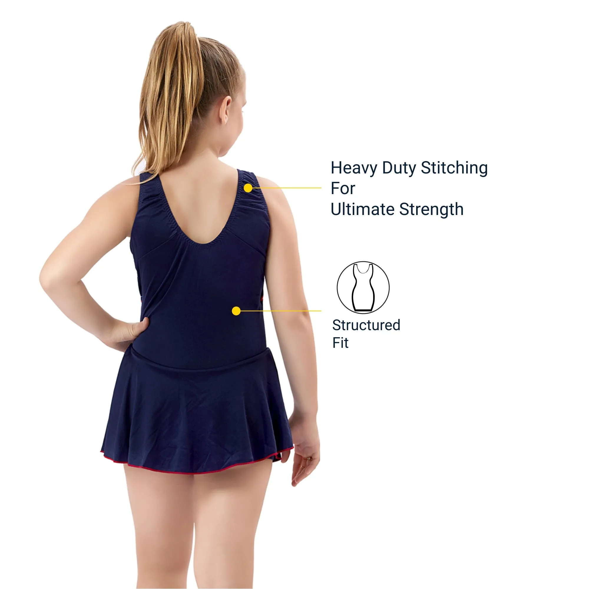 Retro Girls SWIM DRESS WITH SHORTS (Quick Dry and Anti Chafing)