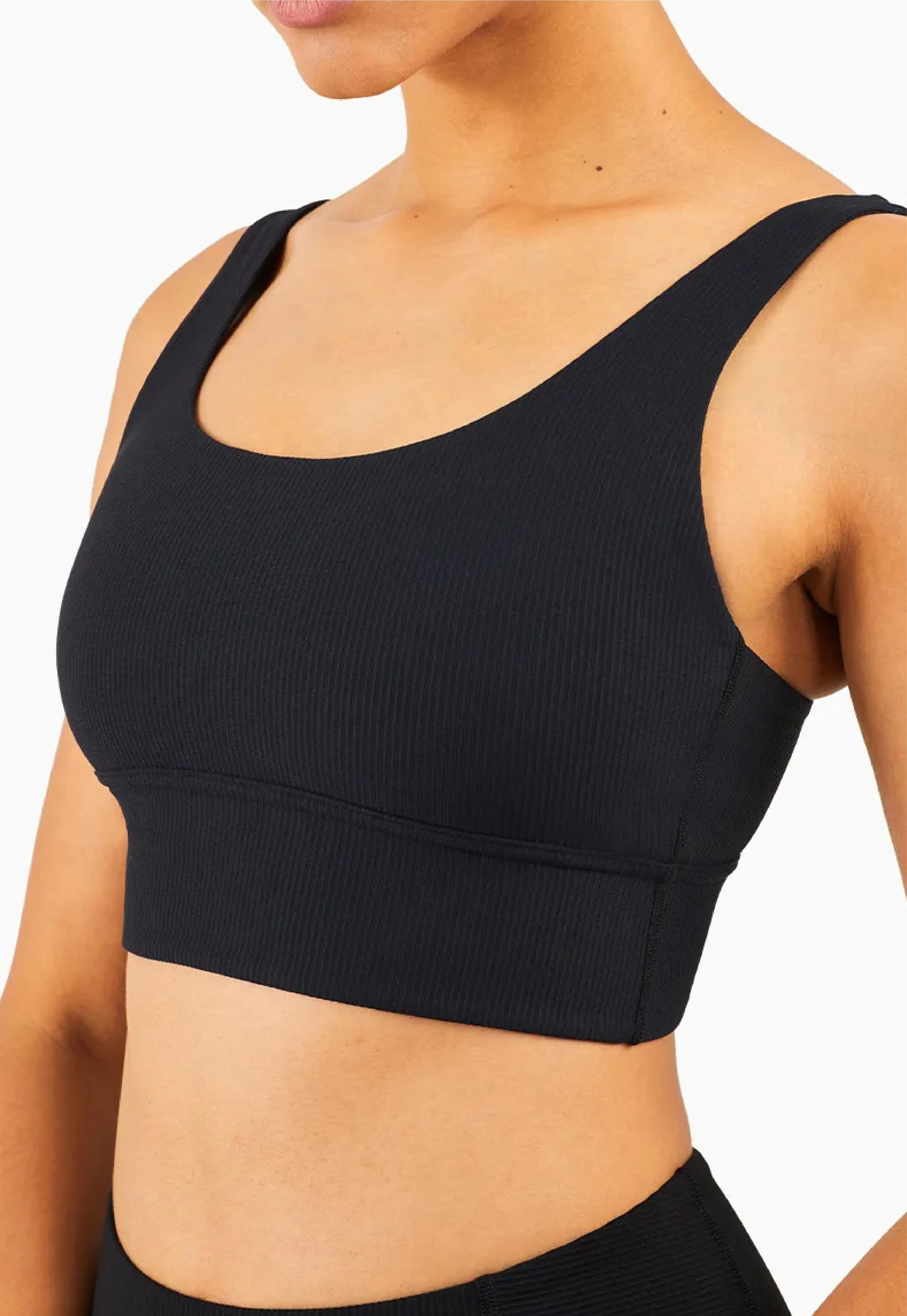 Ribbed Jet BLACK Gym Bra Top