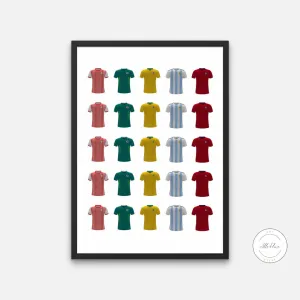 Soccer Jerseys Poster INSTANT DOWNLOAD Art Print, Latin American Football Jerseys, Soccer Wall Decor, Sports Prints, World Cup Poster, Football Poster