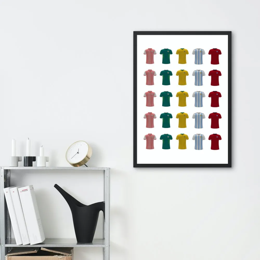 Soccer Jerseys Poster INSTANT DOWNLOAD Art Print, Latin American Football Jerseys, Soccer Wall Decor, Sports Prints, World Cup Poster, Football Poster