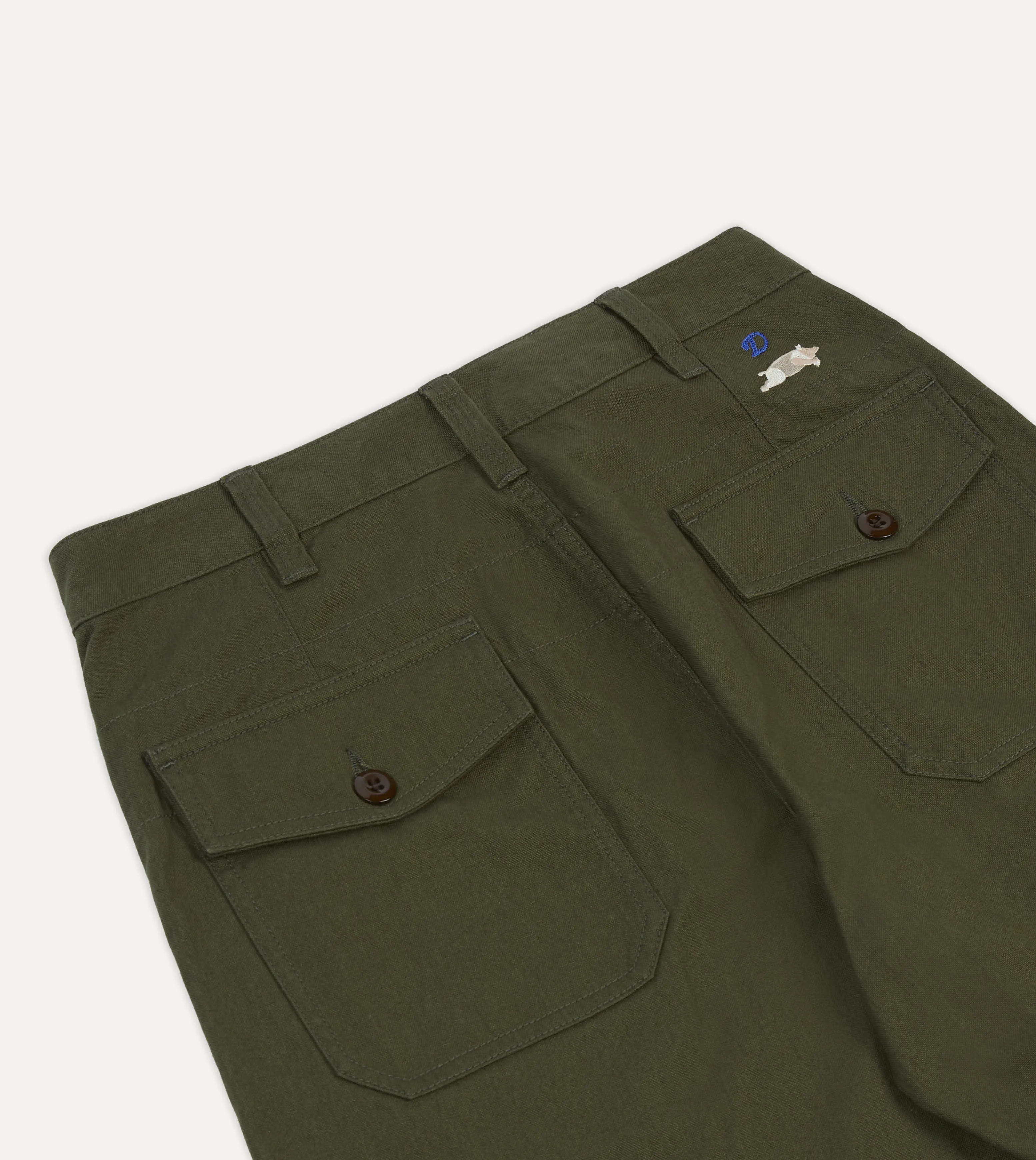 St. JOHN by Drake's Olive Cotton Fatigue Trouser