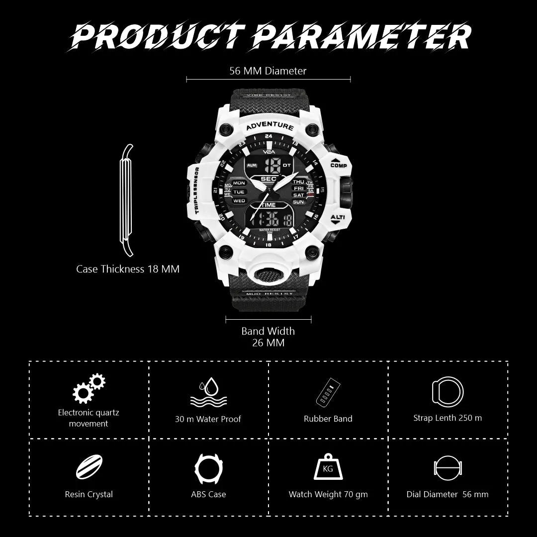 V2A Big Dial Multifunction Analogue and Digital Sports Watch for Men | Watch for Men | Wrist Watch for Men | Mens Watch | Gift for Men