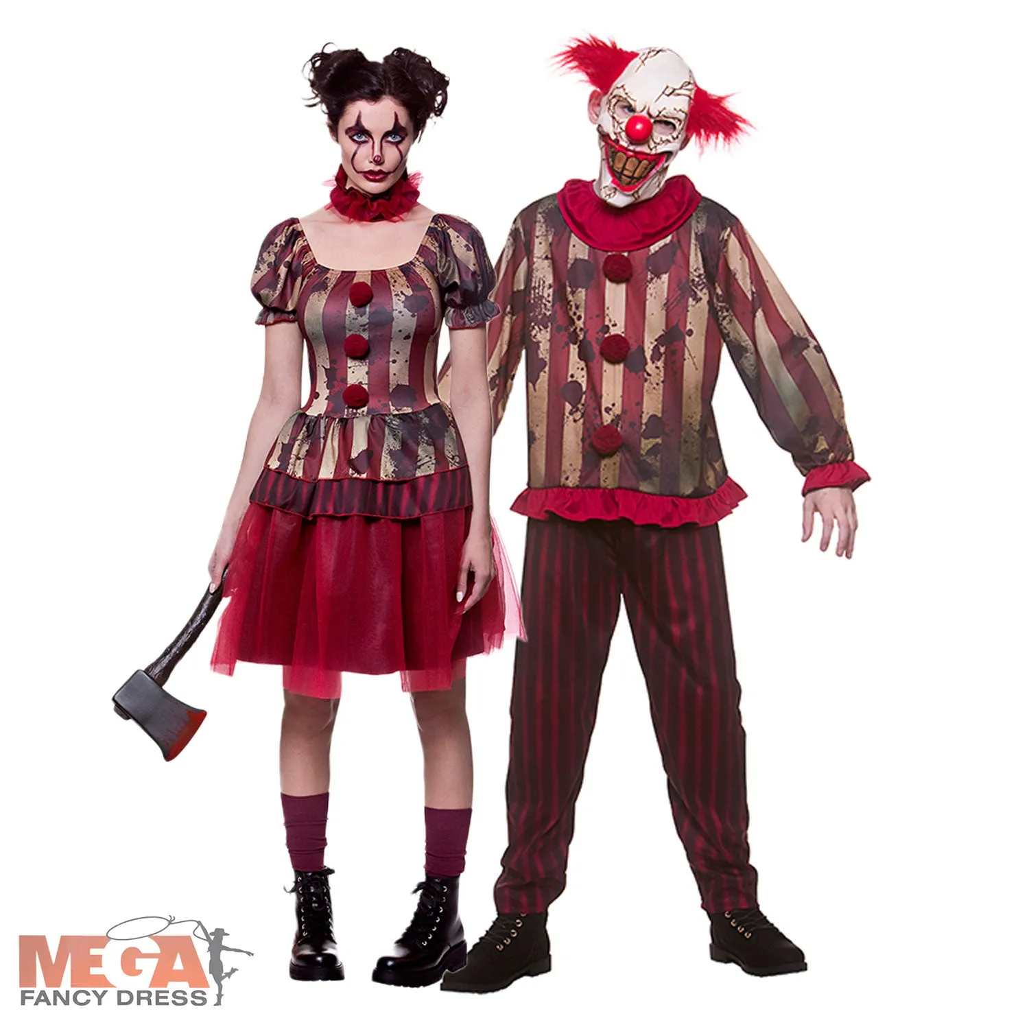 Vintage Clown Halloween Couples Costume