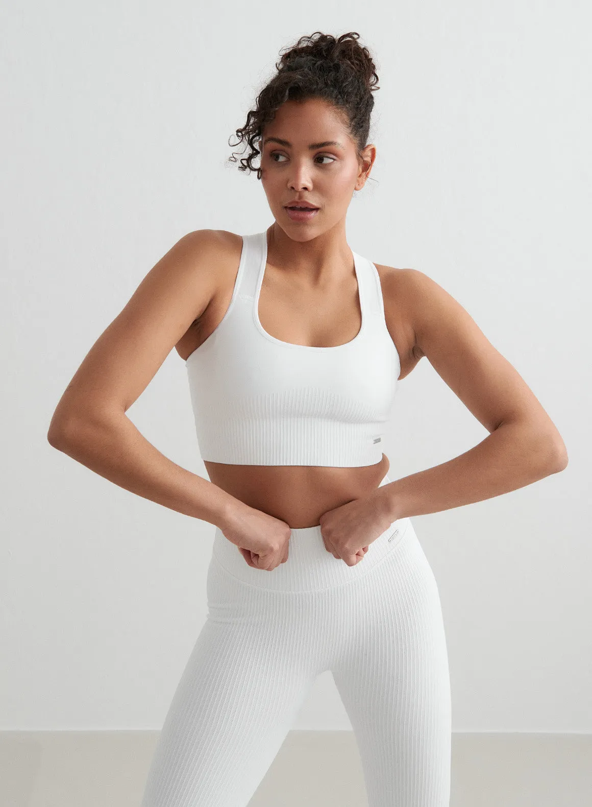 White High Support Ribbed Bra