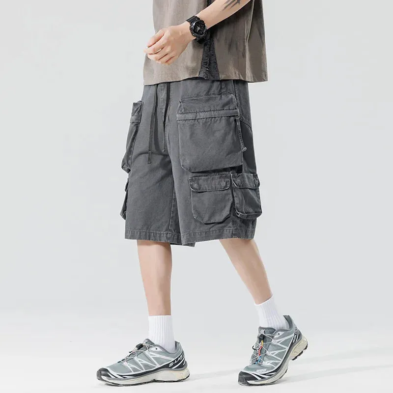 Wiaofellas  -  Summer Men's Multi Pocket Cargo Shorts Cotton Knee Length Pants Short Work Wear Outdoor Travel Hiking Military Trousers Hip Hop