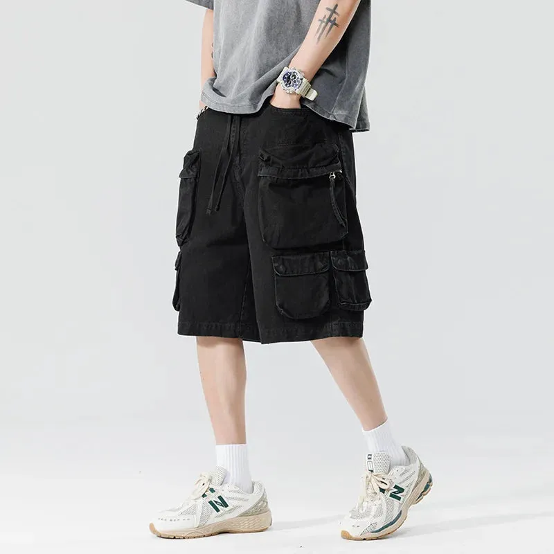 Wiaofellas  -  Summer Men's Multi Pocket Cargo Shorts Cotton Knee Length Pants Short Work Wear Outdoor Travel Hiking Military Trousers Hip Hop