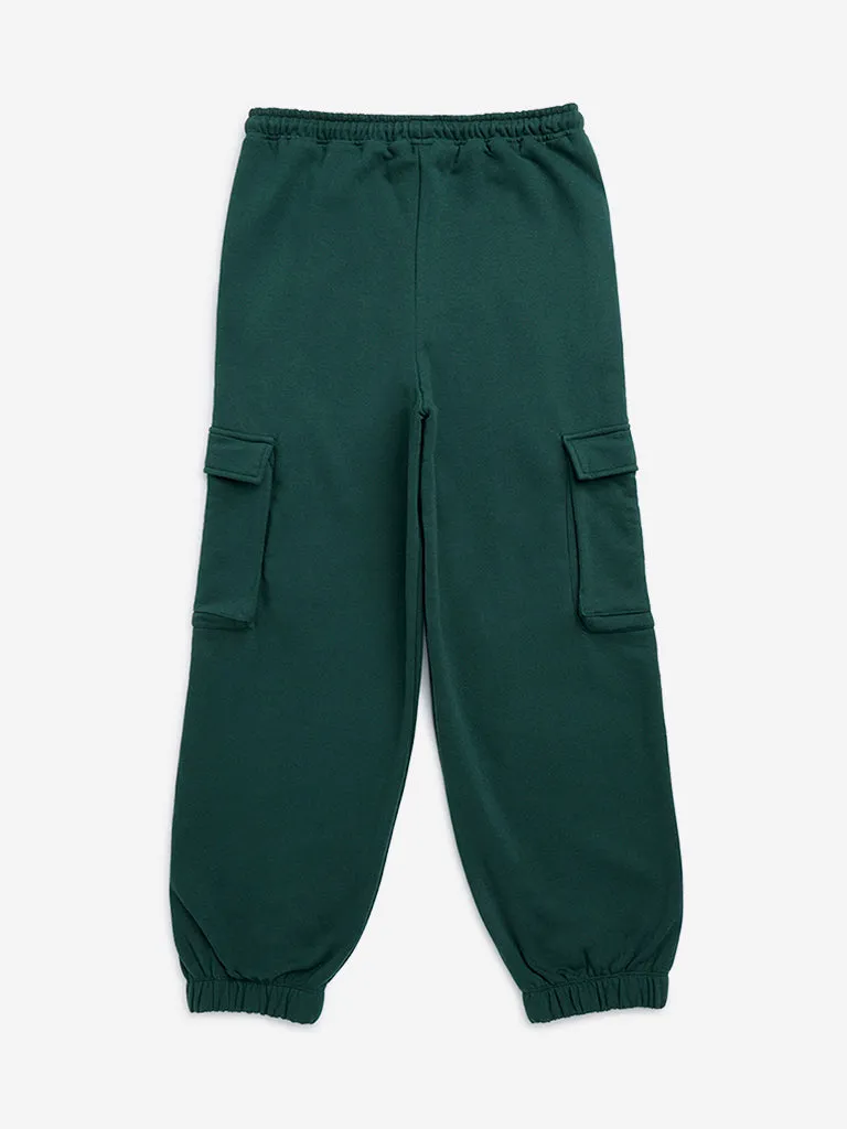 Y&F Kids Green Cargo-Style Mid-Rise Joggers