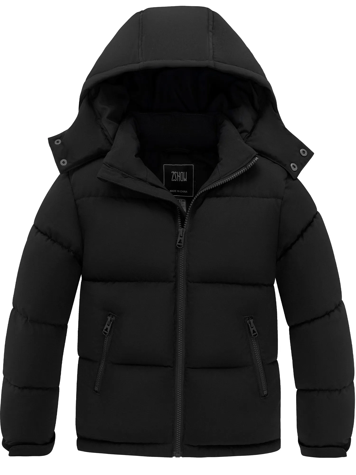 ZSHOW Boy's Jacket Quilted Winter Coat Water Resistant Windproof Puffer Jacket with Hood